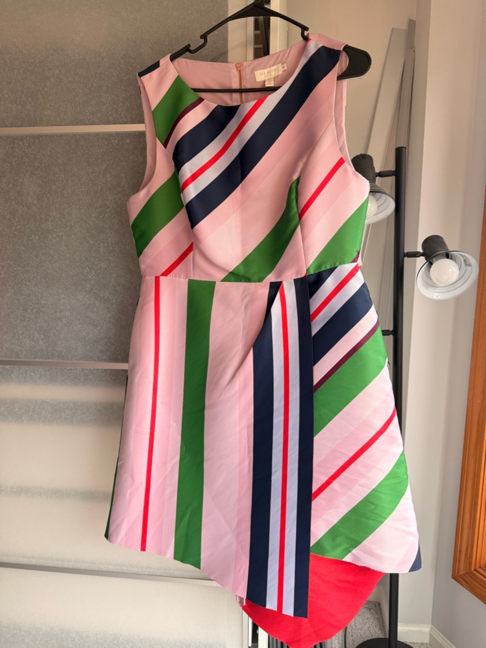 Ted Baker London Bay of Honor Stripe Asymmetrical Hem Dress Size Ted's 5 - Picture 3 of 9